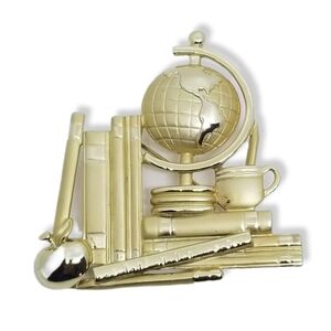 AJC VINTAGE GOLDTONE LARGE "TEACHERS STUDY" BROOCH
